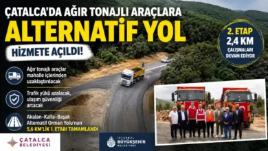 Catalcada Kamyon Trafigine Alternatif Yol Acildi