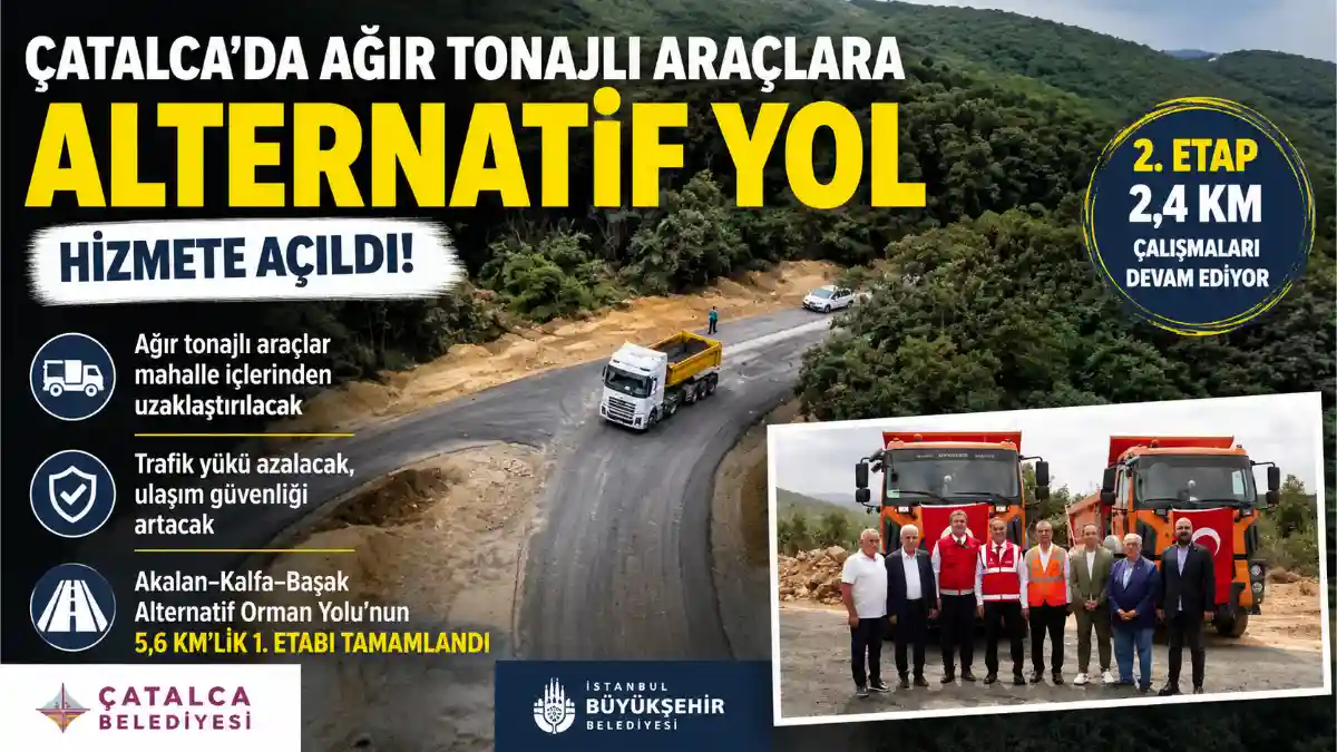 Catalcada Kamyon Trafigine Alternatif Yol Acildi